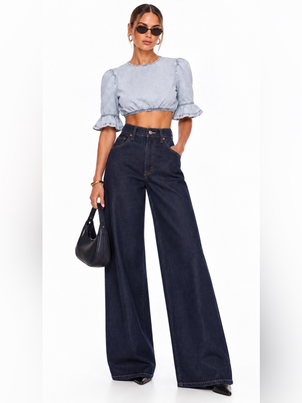 We Wore What x Revolve Cropped Denim Top